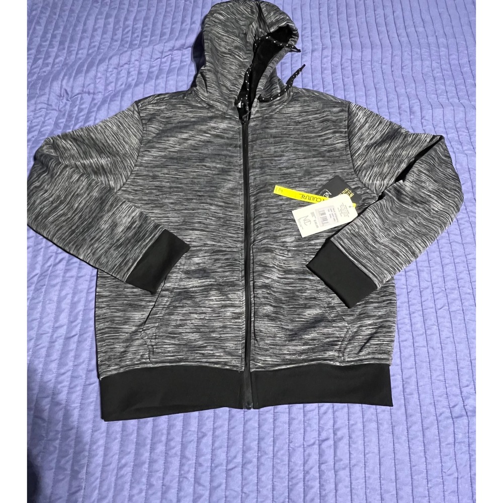 Modern Culture Mens Grey Space Dye Sherpa Lined Full Zip Hoodie Jacket New Small
